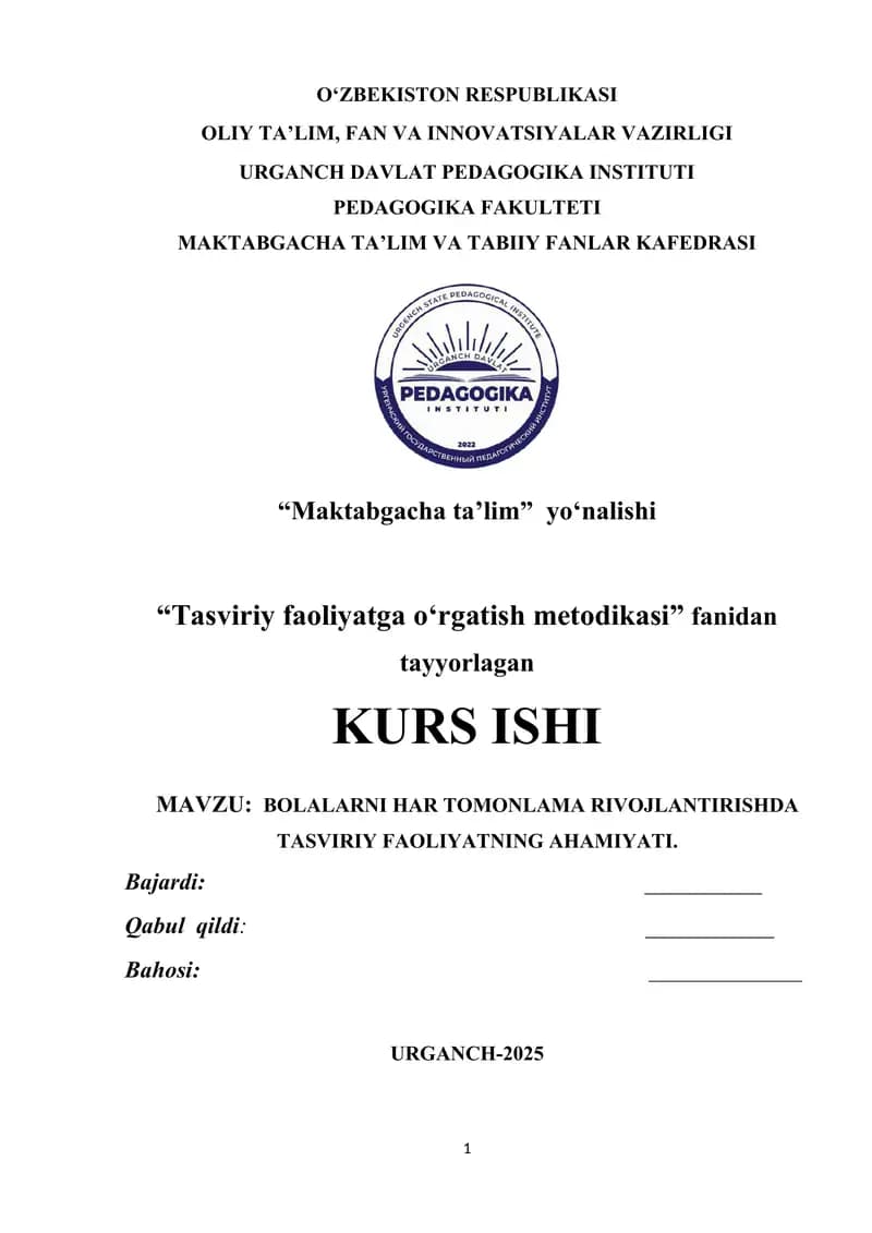 Tasviriy faoliyatga oʻrgatish metodikasi