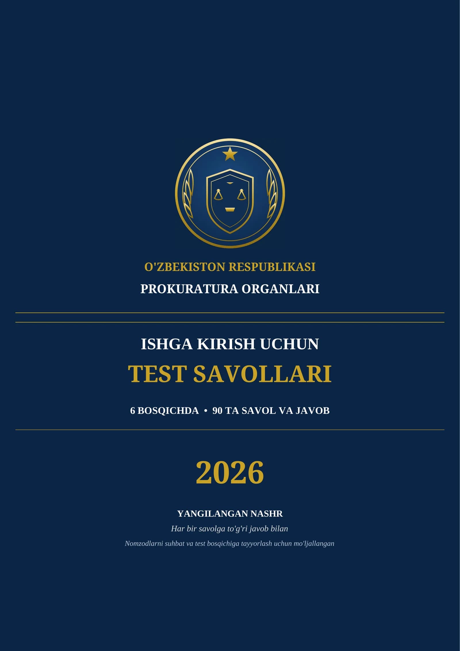 Prokuratura test savollari 2026