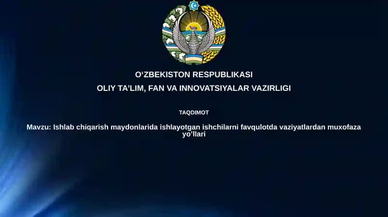 Ishlabchiqarish maydonlarida ishlayotgan ishchilarni favqulot davaziyatlardan muxofaza yo'llari
