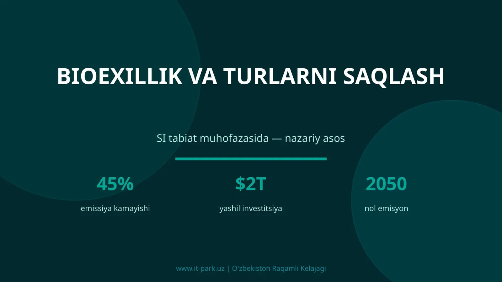 BIOEXILLIK VA TURLARNI SAQLASH