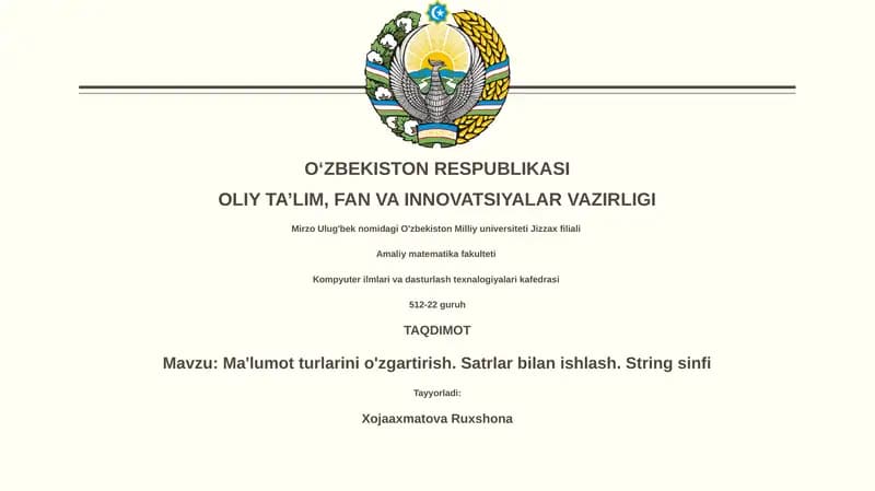 Ma'lumot turlarini o'zgartirish