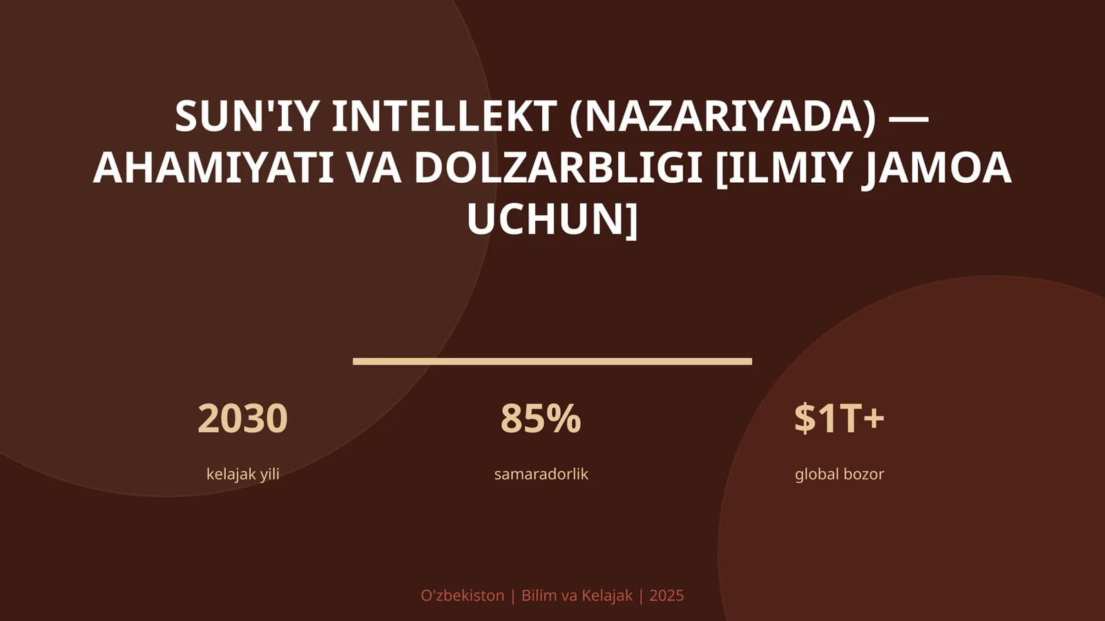 Sun'iy intellekt (nazariyada) — ahamiyati va dolzarbligi [ilmiy jamoa uchun]