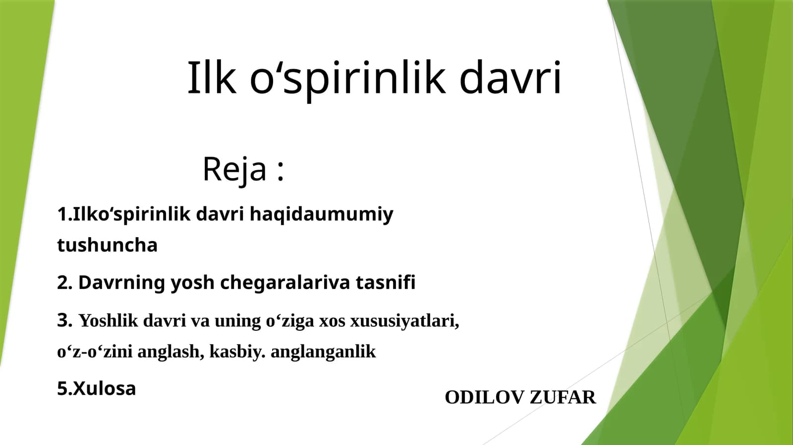 Ilk o'spirinlik davri