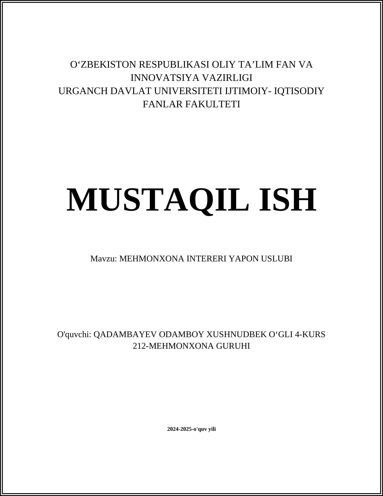MEHMONXONA INTERERI YAPON USLUBI
