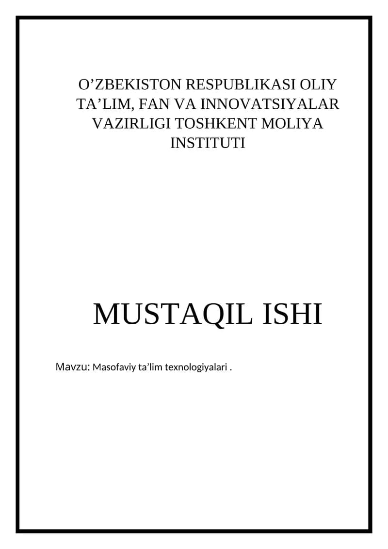 Masofaviy ta’lim texnologiyalari