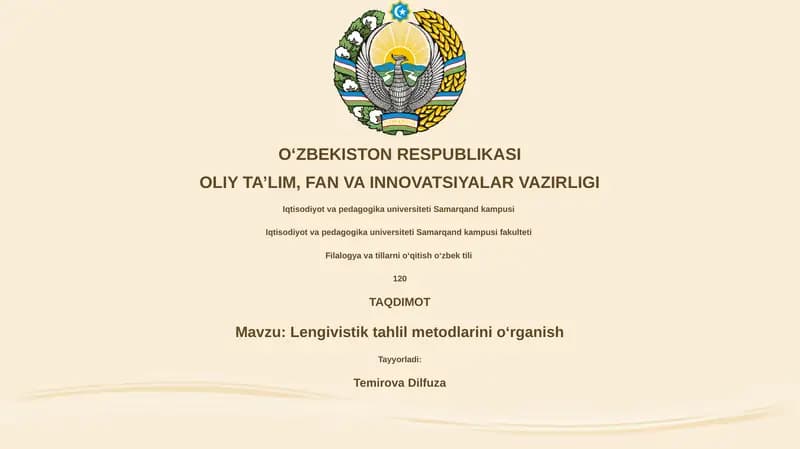 Lengivistik tahlil metodlarini oʻrganish