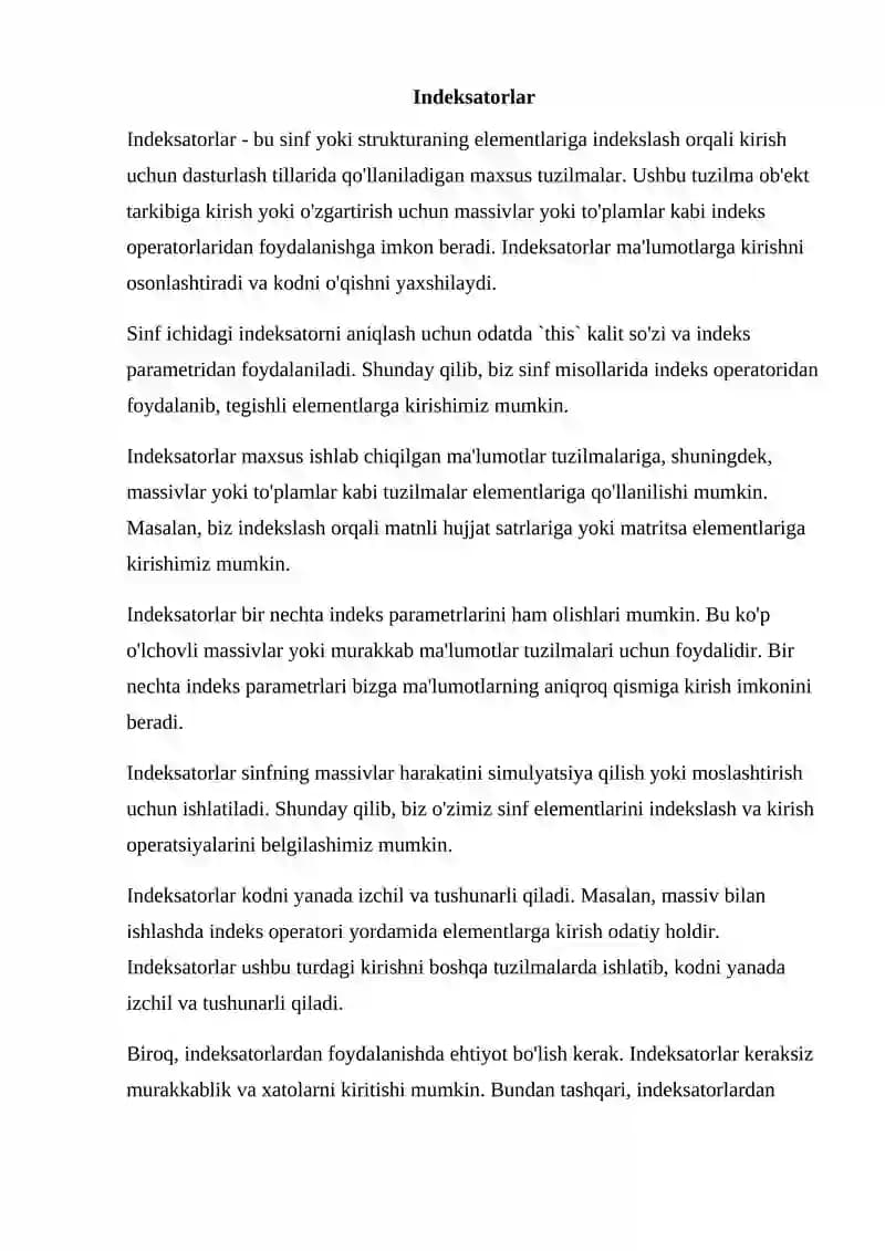 Indeksatorlar