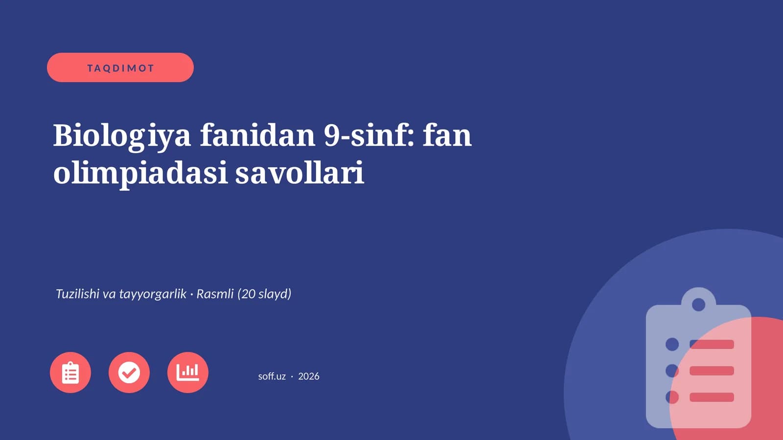 Biologiya fanidan 9-sinf: fan olimpiadasi savollari