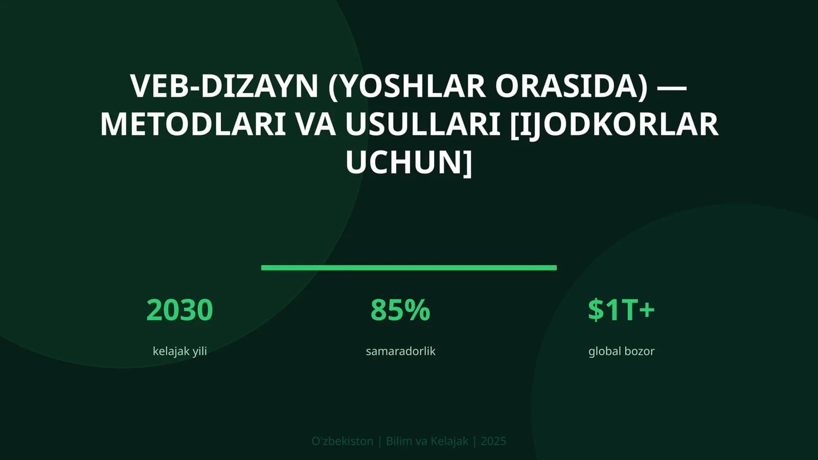 VEB-DIZAYN (YOSHLAR ORASIDA) — METODLARI VA USULLARI [IJODKORLAR UCHUN]