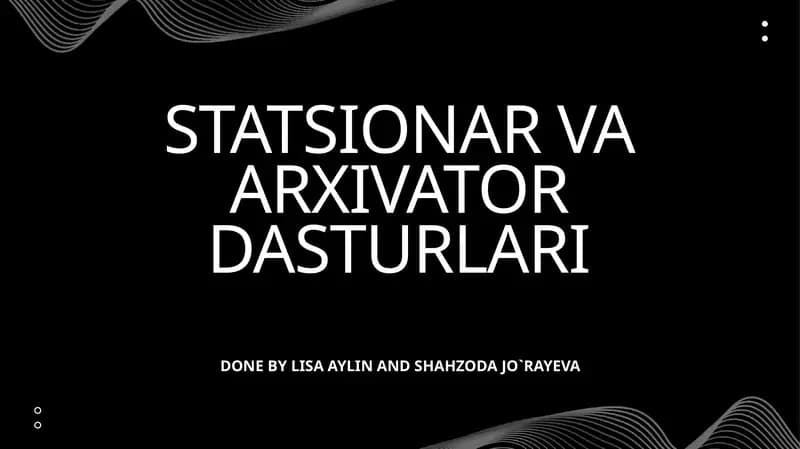 Statsionar va Arxivator dasturlari