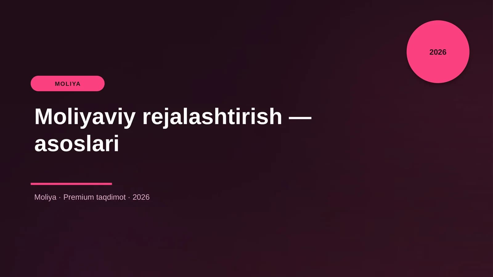 Moliyaviy rejalashtirish — asoslari