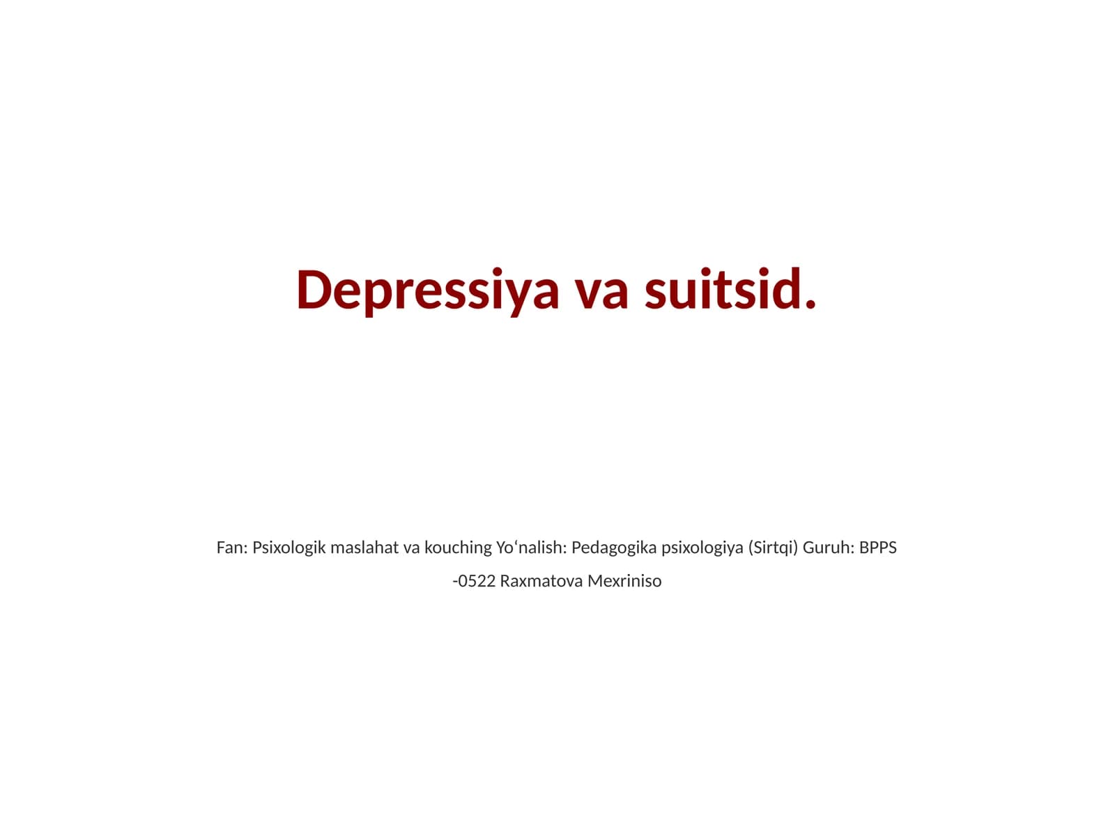 Depressiya va suitsid