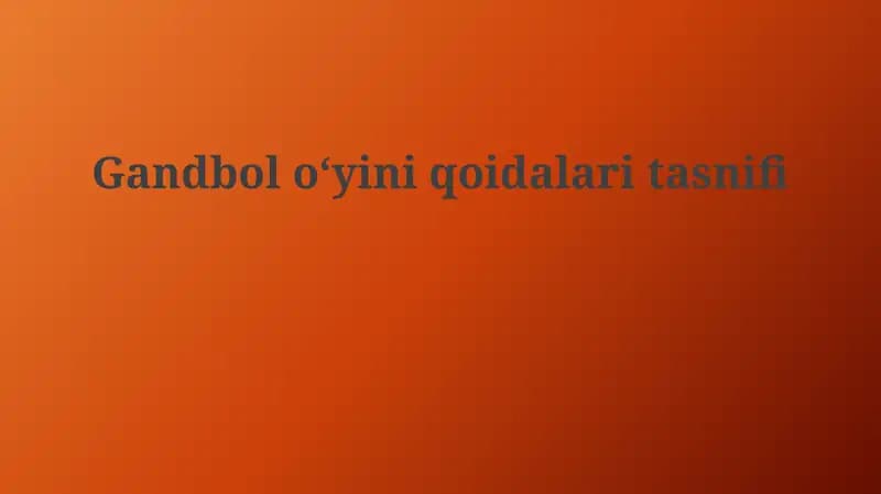 Gandboloʻyini qoidalar tasnifi