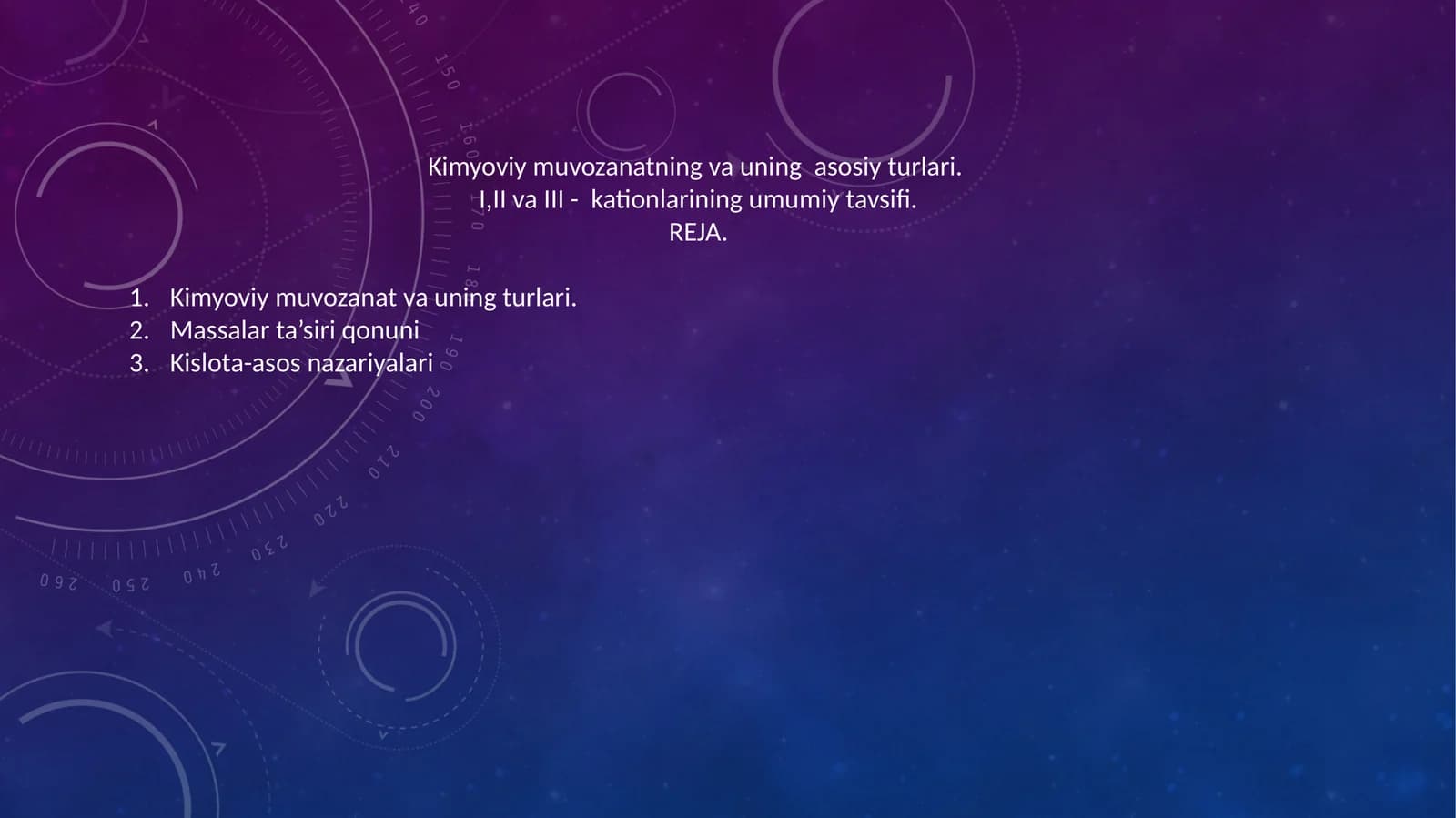 Kimyoviy muvozanatning va uning asosiy turlari