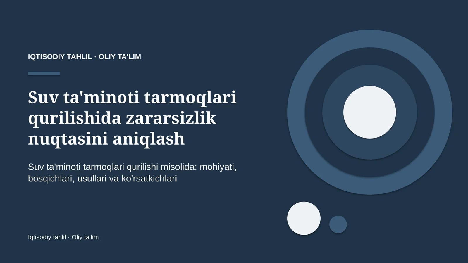 suv ta'minoti tarmoqlari qurilishida zararsizlik nuqtasini aniqlash 5010