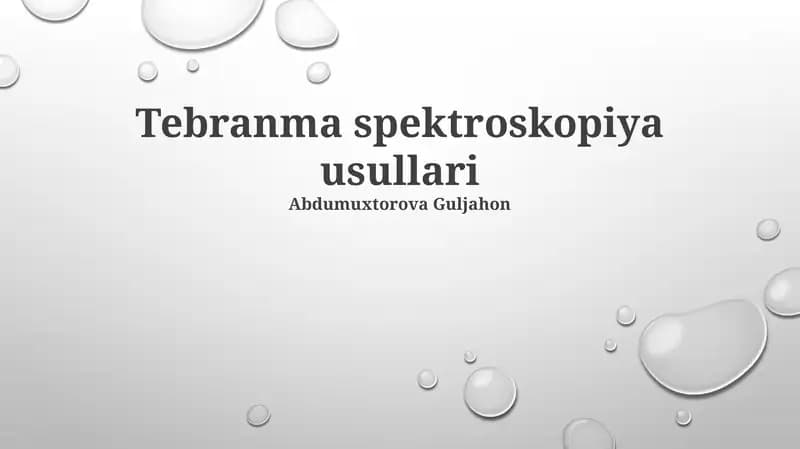 Tebranma spektroskopiya usullari
