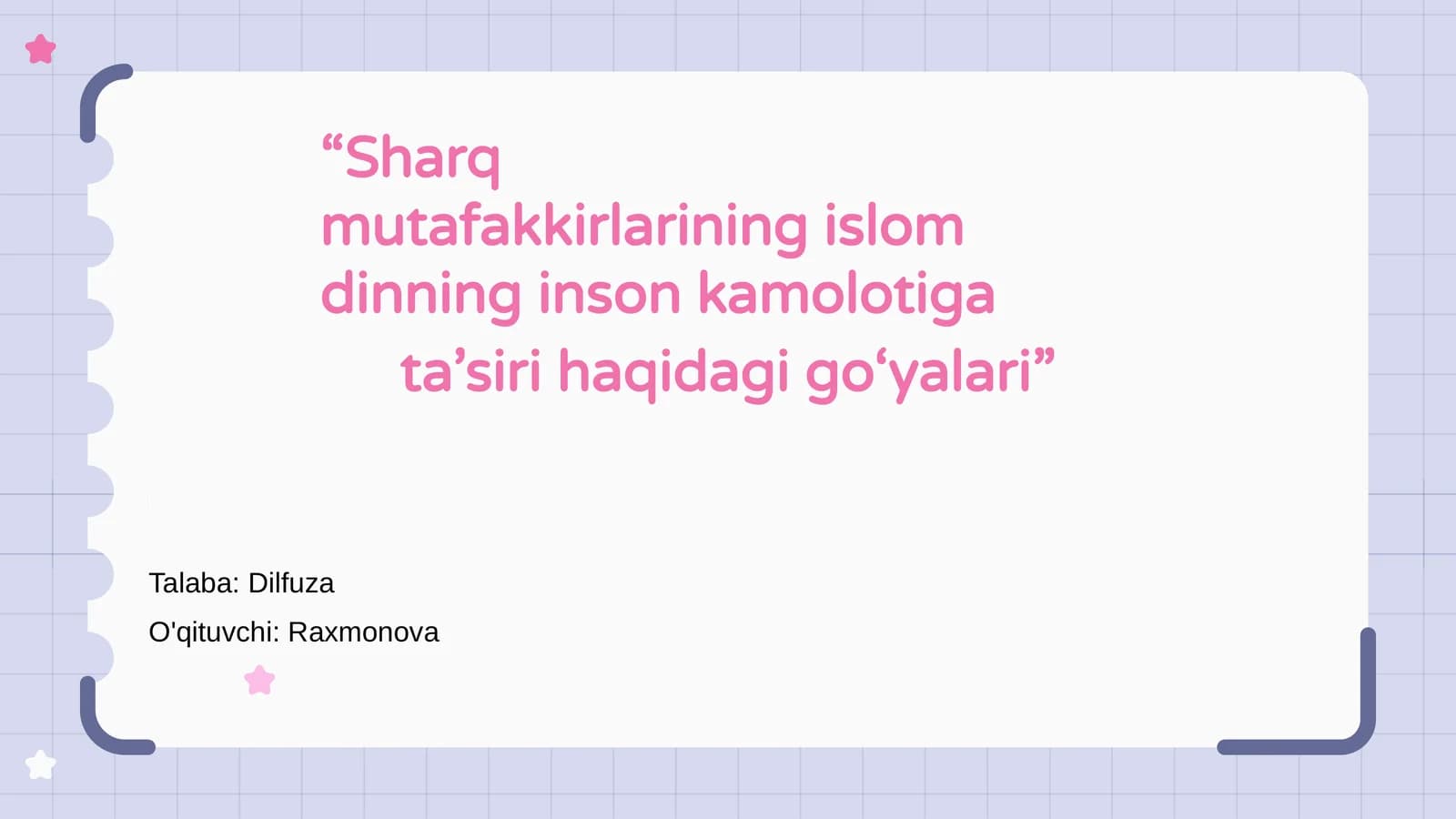 Sharq mutafakkirlarining islom dinidagi inson kamoloti