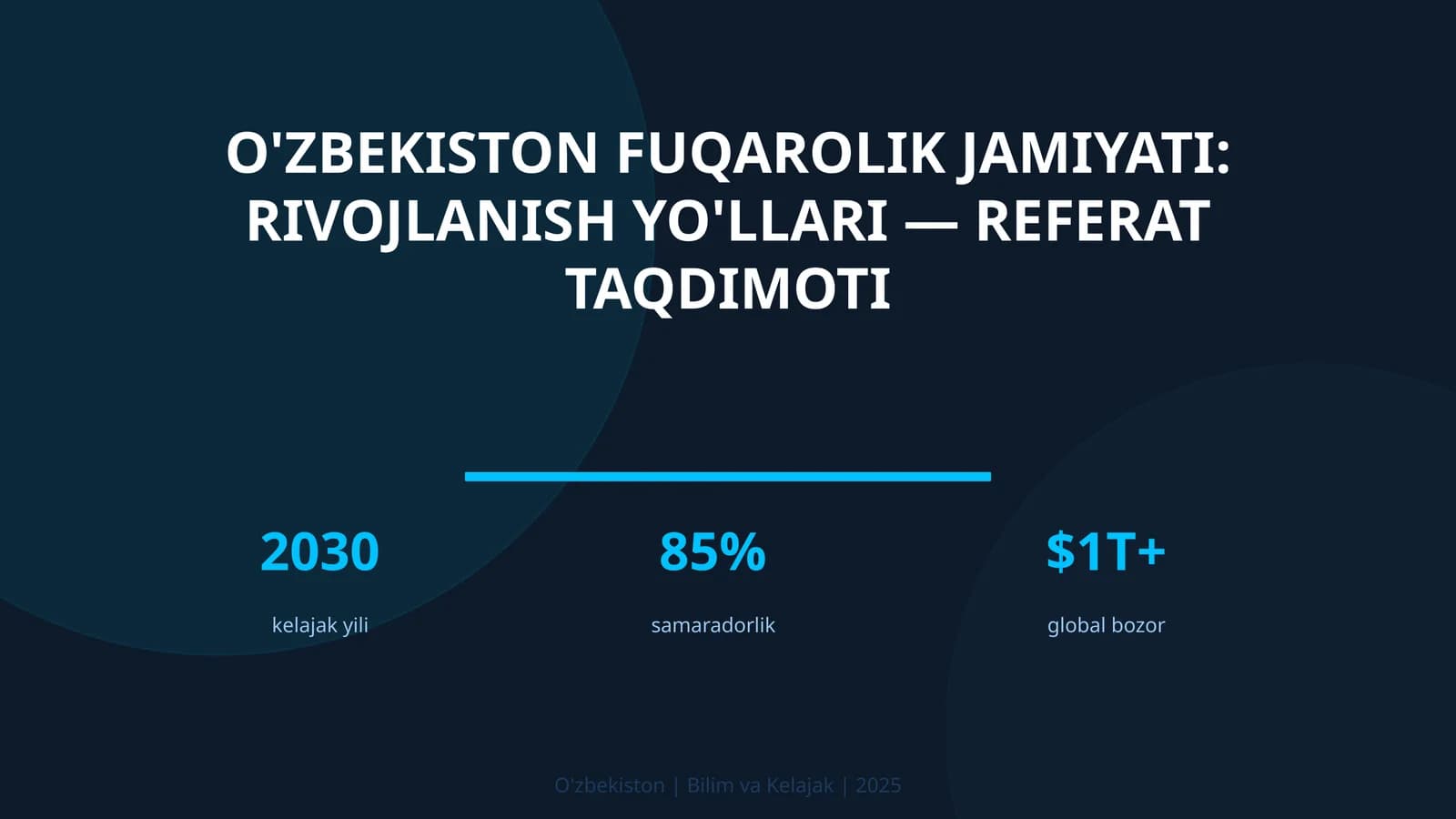 O'zbekiston fuqarolik jamiyati: rivojlanish yo'llari — referat taqdimoti