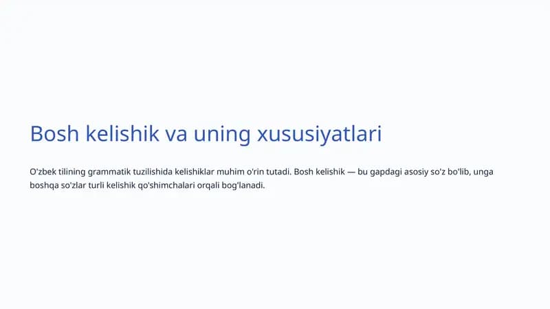 Bosh kelishik va uning xususiyatlari