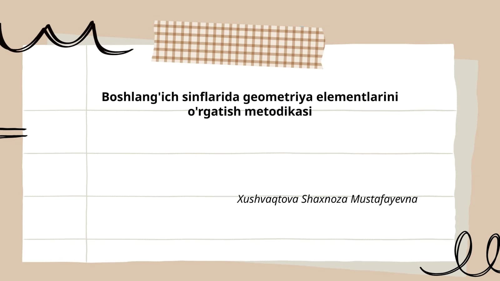Boshlang'ich sinflarida geometriya elementlarini o'rgatish metodikasi