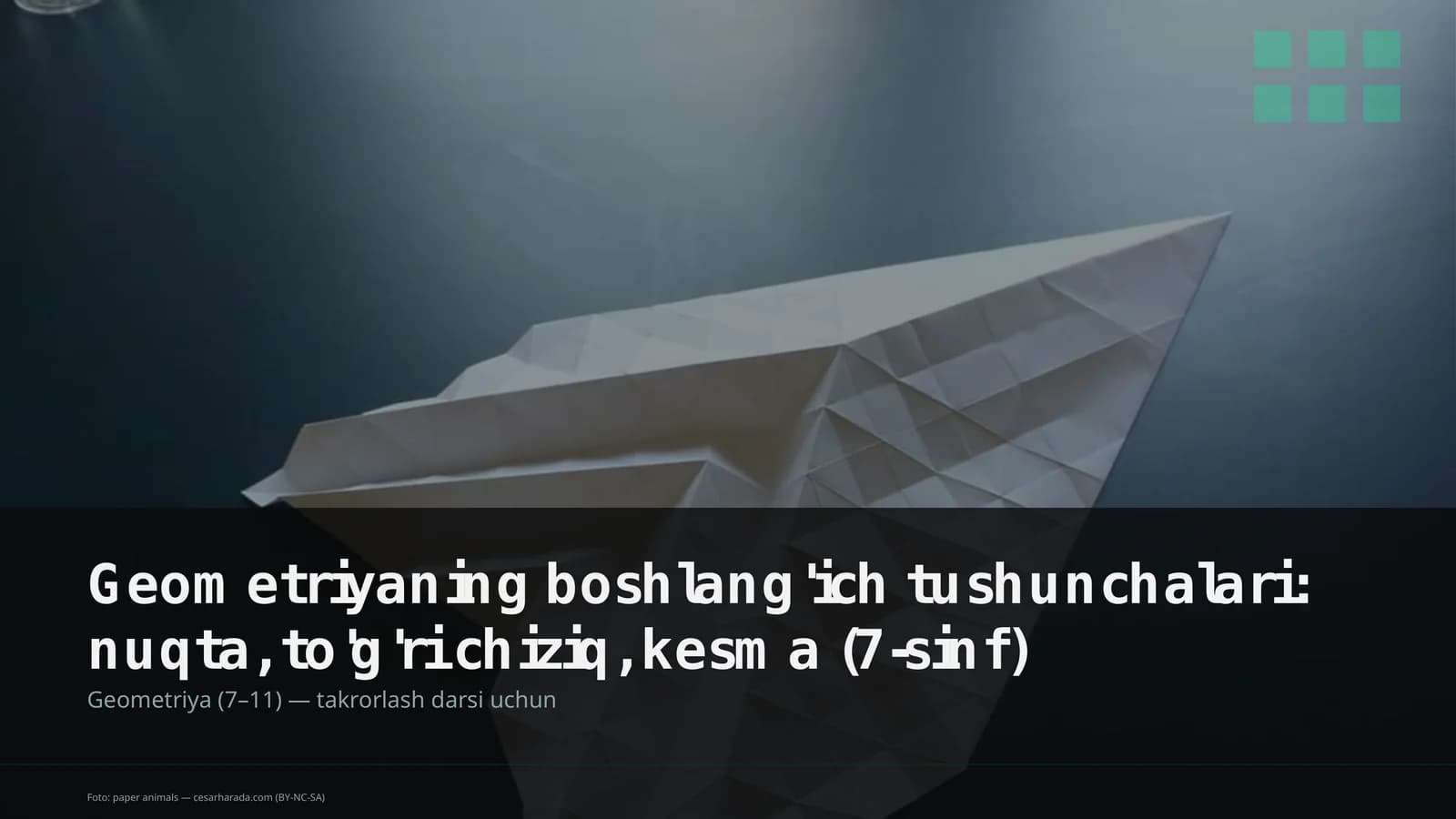 Geometriyaning boshlang'ich tushunchalari: nuqta, to'g'ri chiziq, kesma (7-sinf)