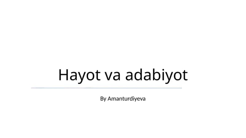 Hayot va adabiyot