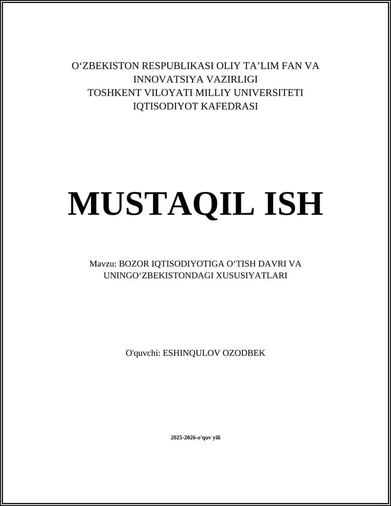 Bozor iqtisodiyotiga o‘tish