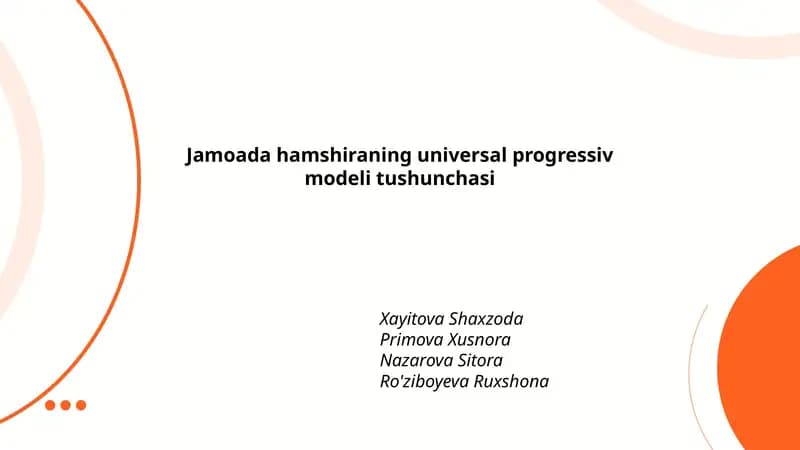 Jamoada hamshiraning universal progressiv modeli tushunchasi