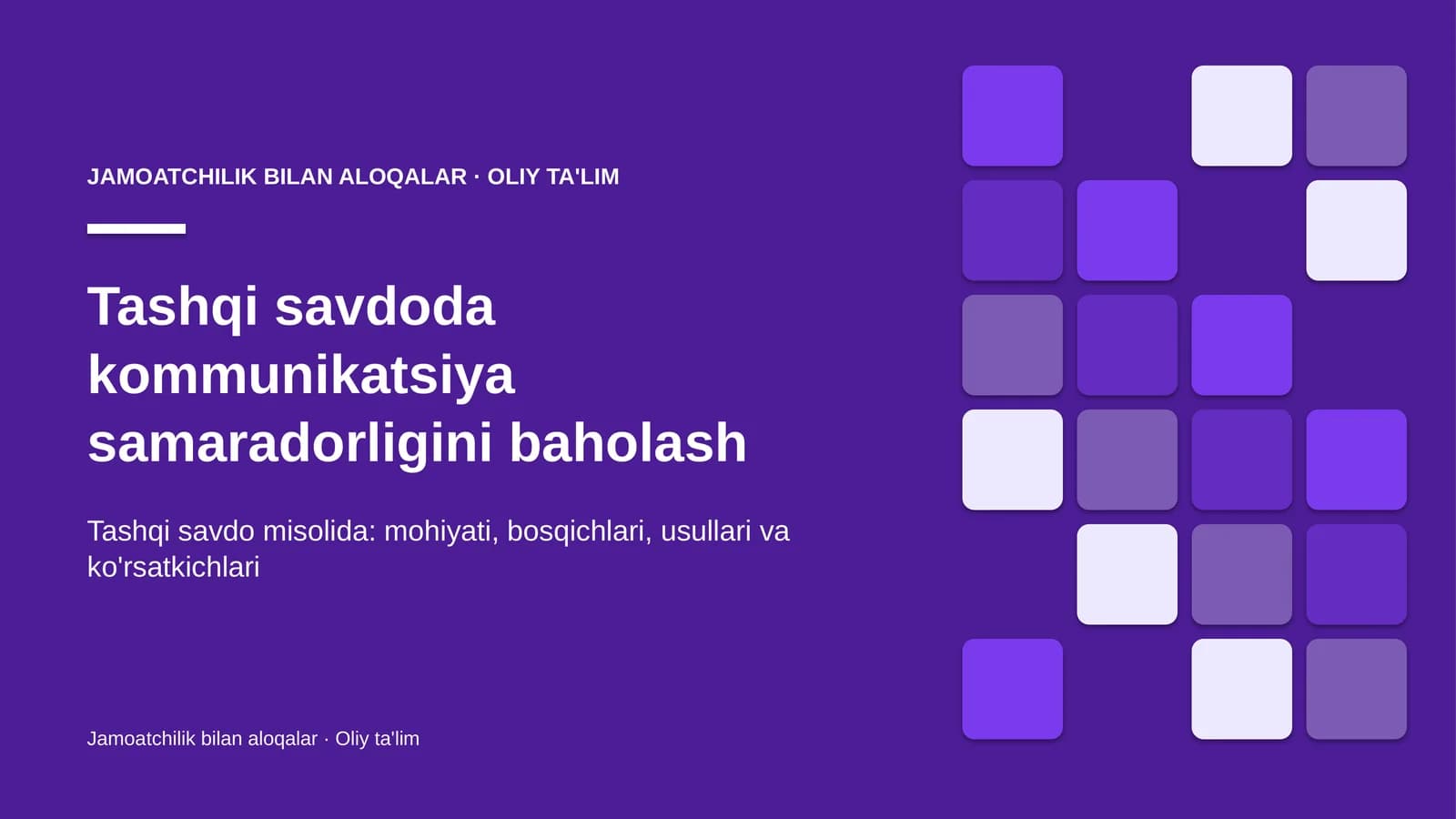 Tashqi savdoda kommunikatsiya samaradorligini baholash