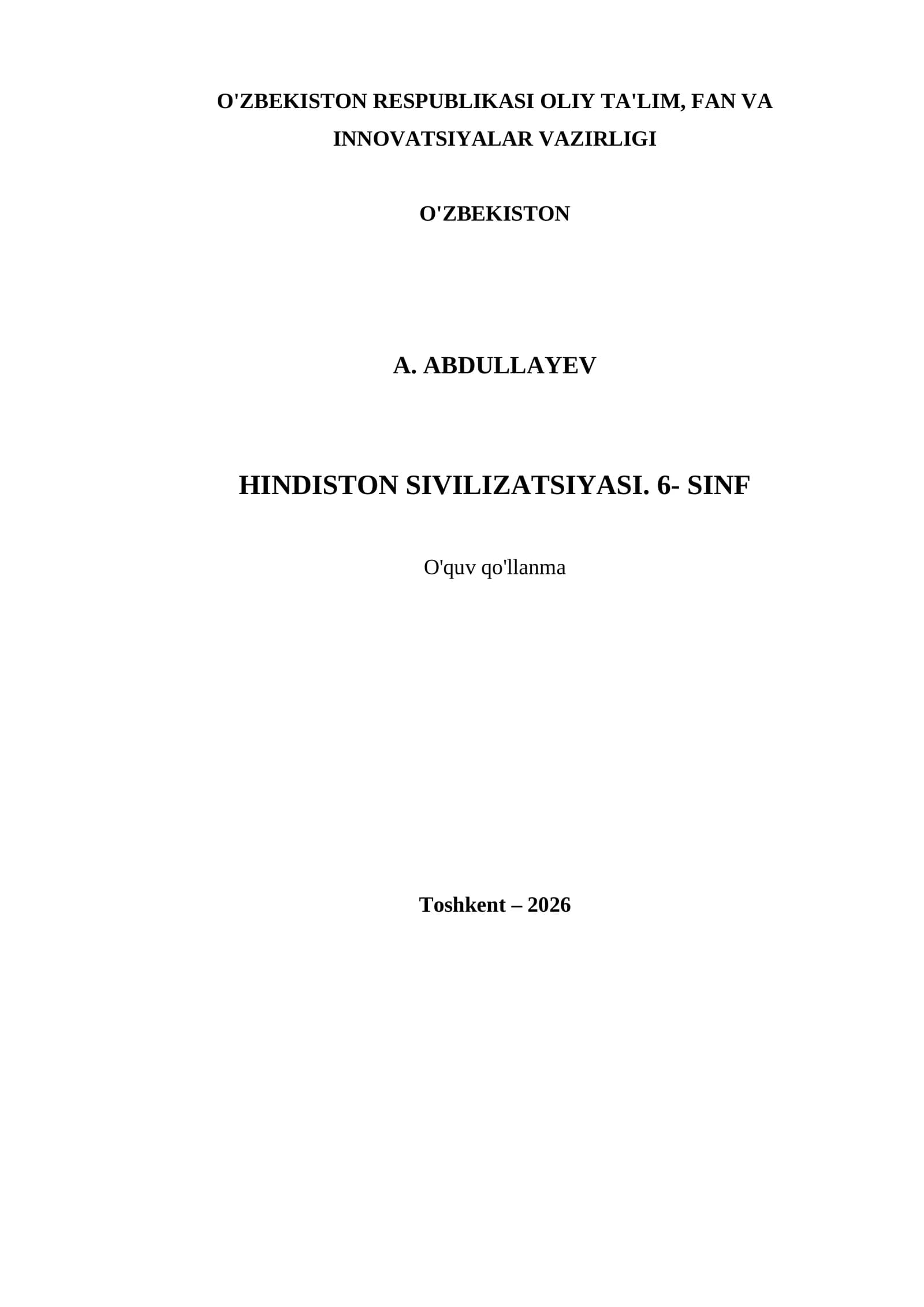 HINDISTON SIVILIZATSIYASI. 6- SINF