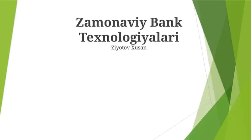 Zamonaviy Bank Texnologiyalari