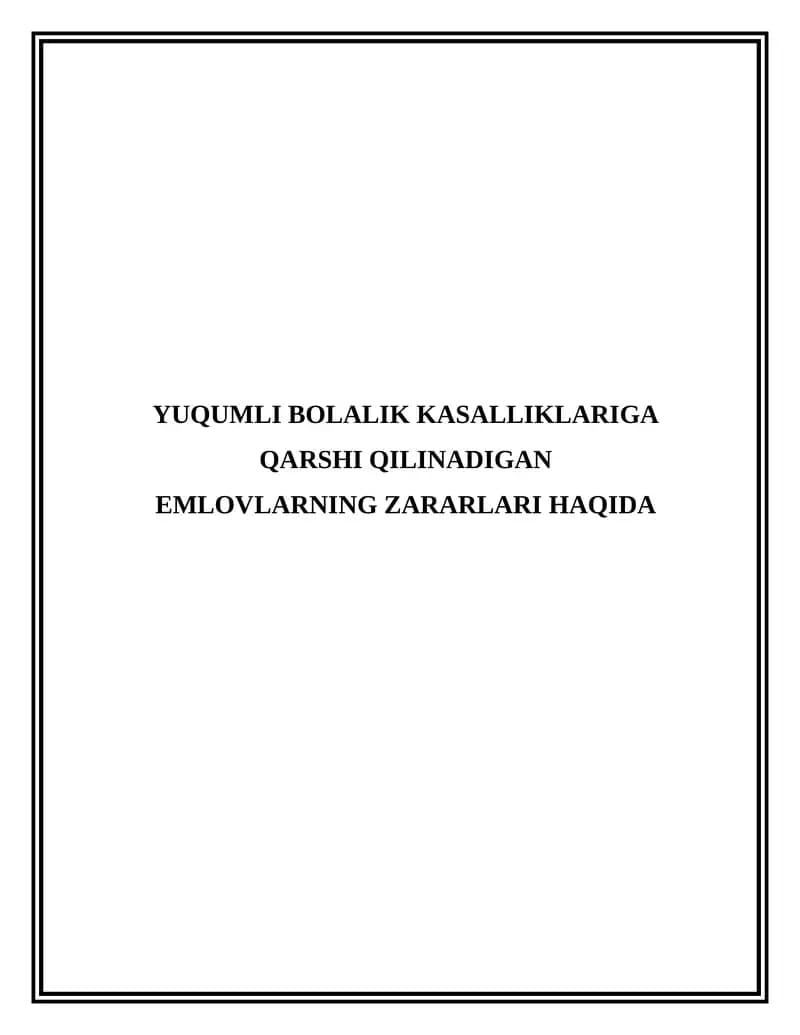 Emlovlarning zararlari haqida