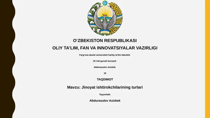 Jinoyat ishtirokchilarining turlari