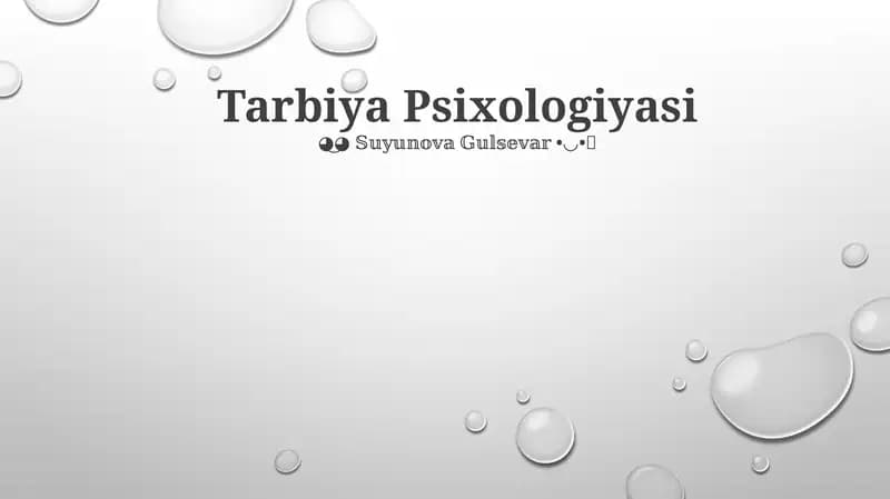 Tarbiya Psixologiyasi