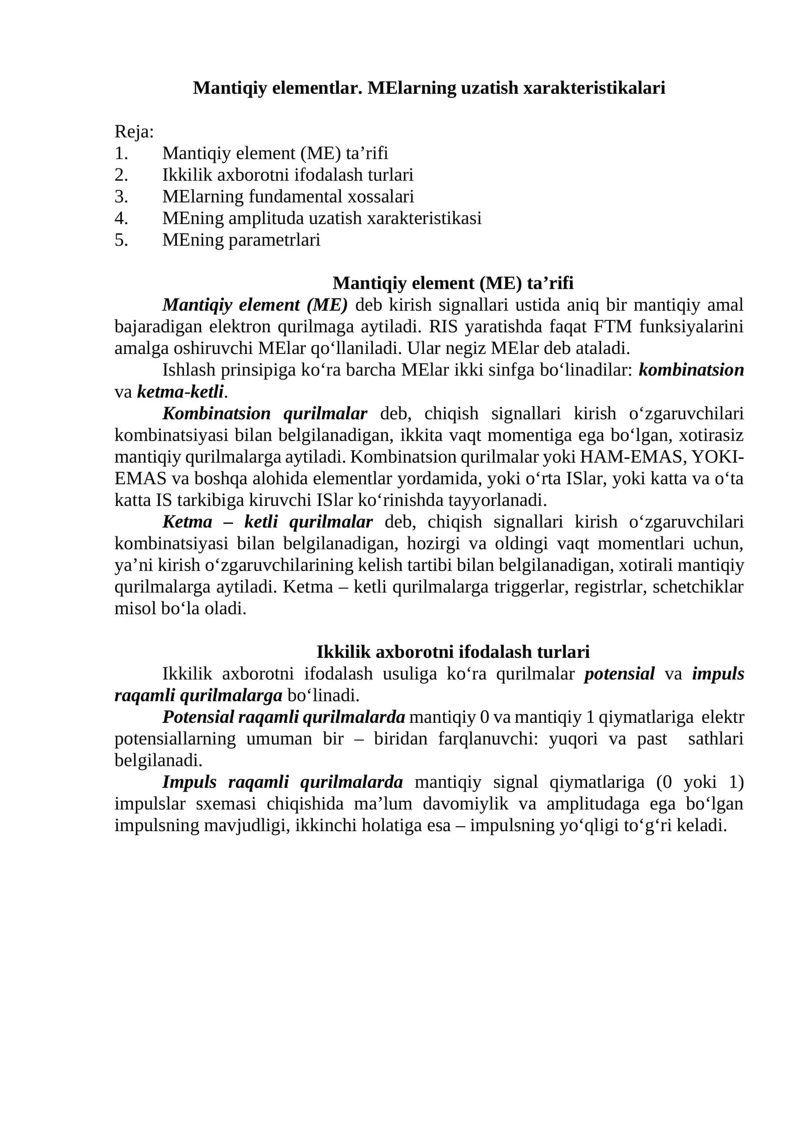 Mantiqiy elementlar. MElarning uzatish xarakteristikalari. #Elektronika_va_sxemalar
