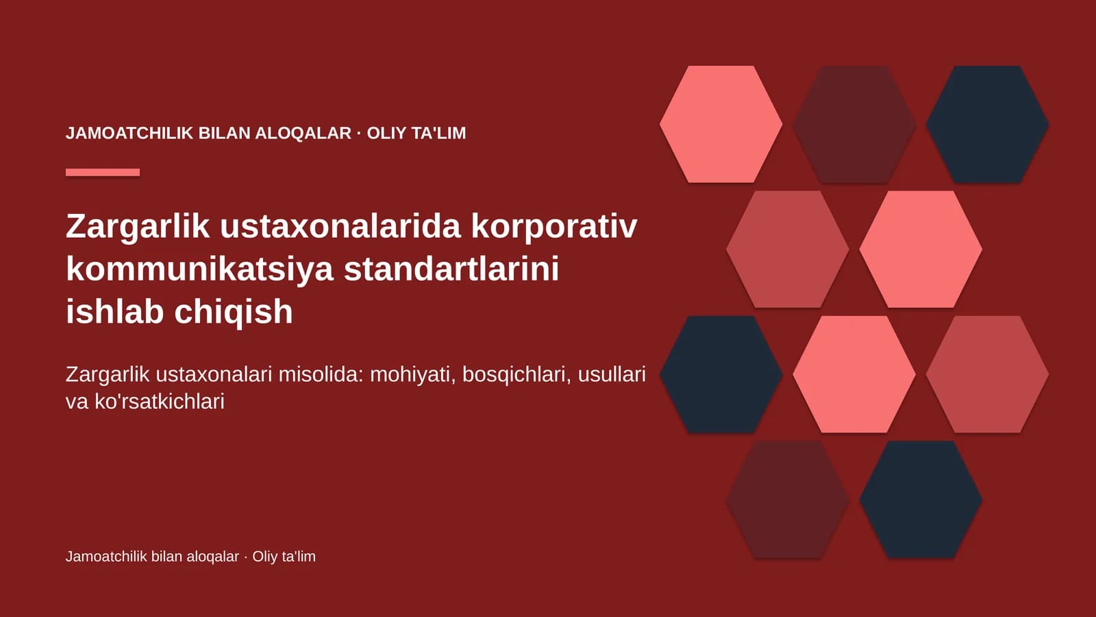 zargarlik ustaxonalarida korporativ kommunikatsiya standartlarini ishlab chiqish 7725