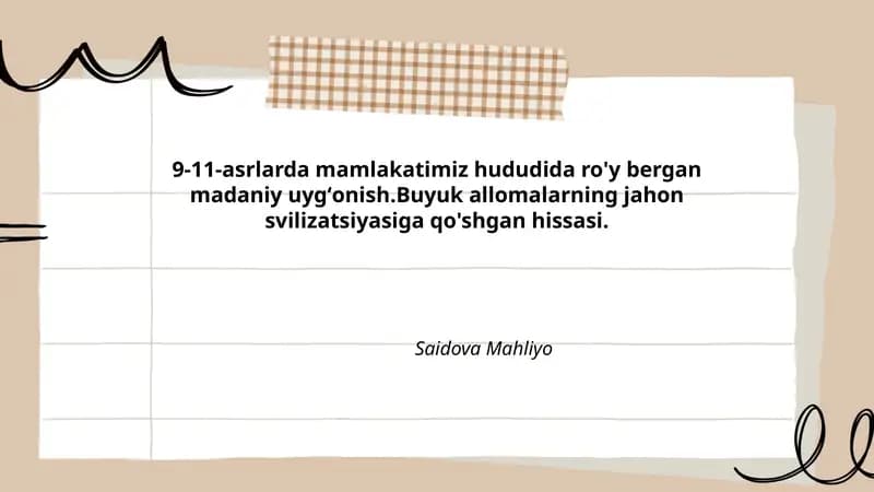 Madaniy uygʻonishning sabab va omillari