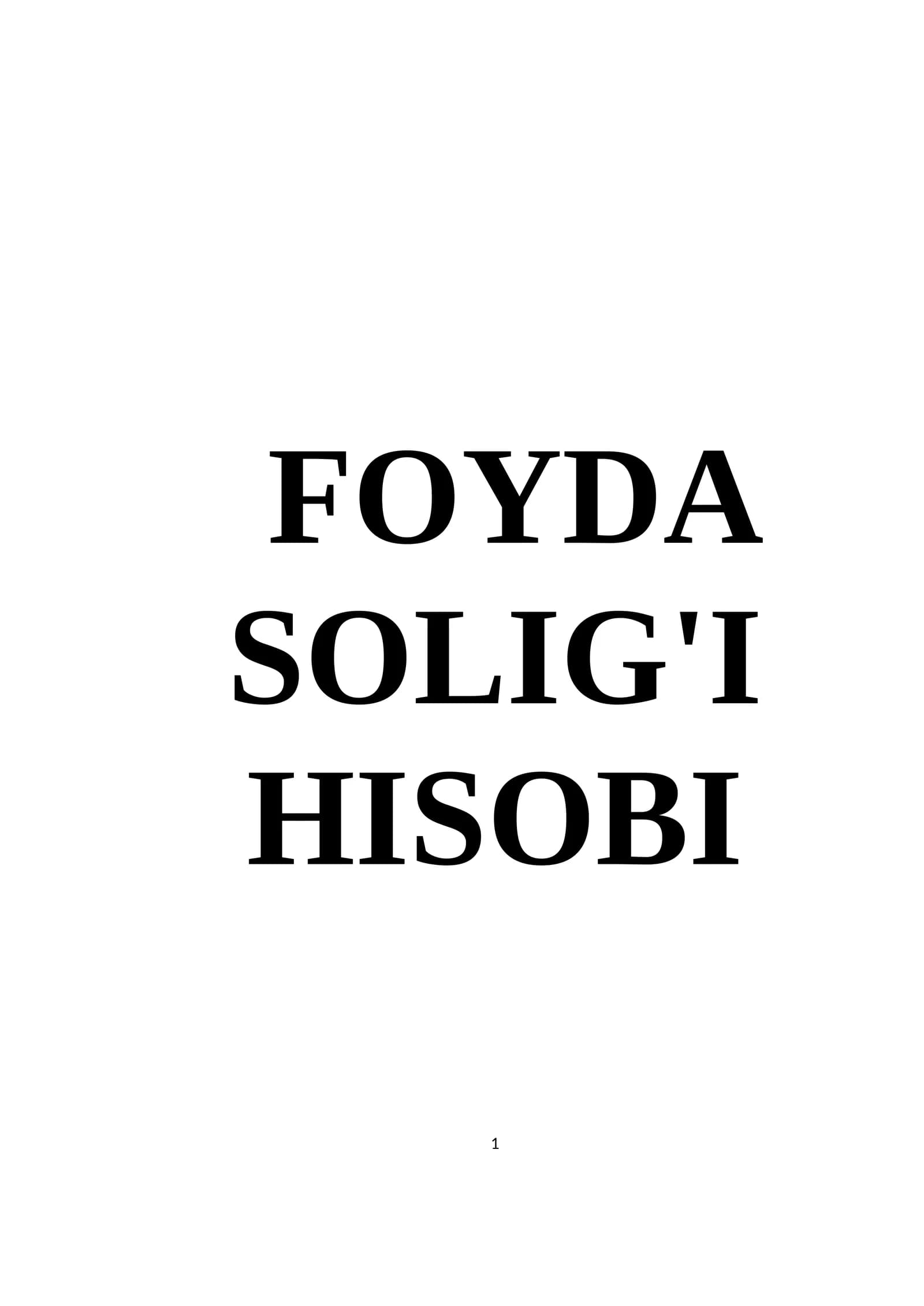 Foyda Solig'i Hisobi