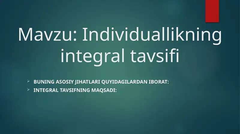 Individuallikning integral tavsifi