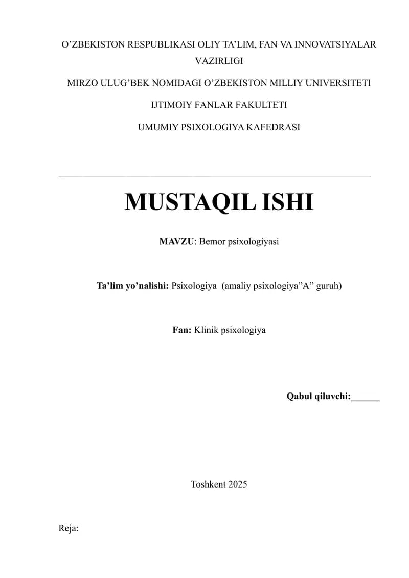 Bemor psixologiyasi