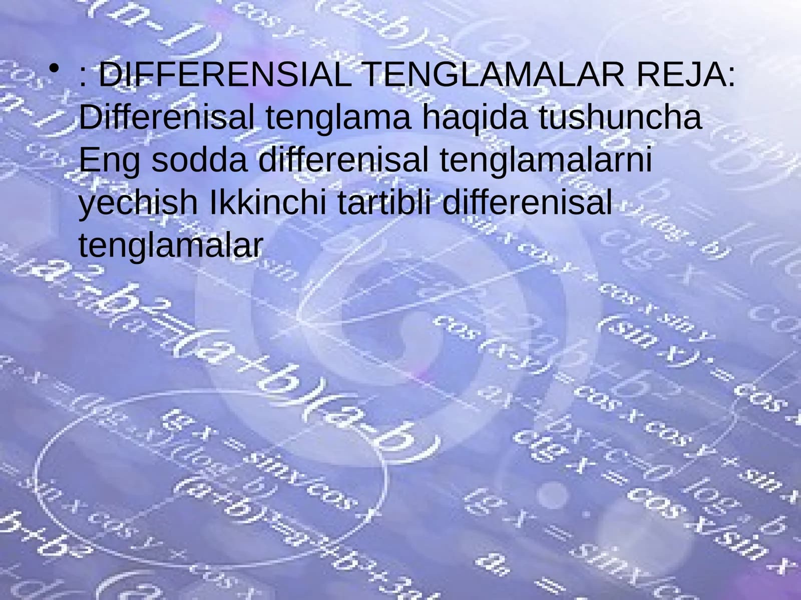 Differensial Tenglamalar