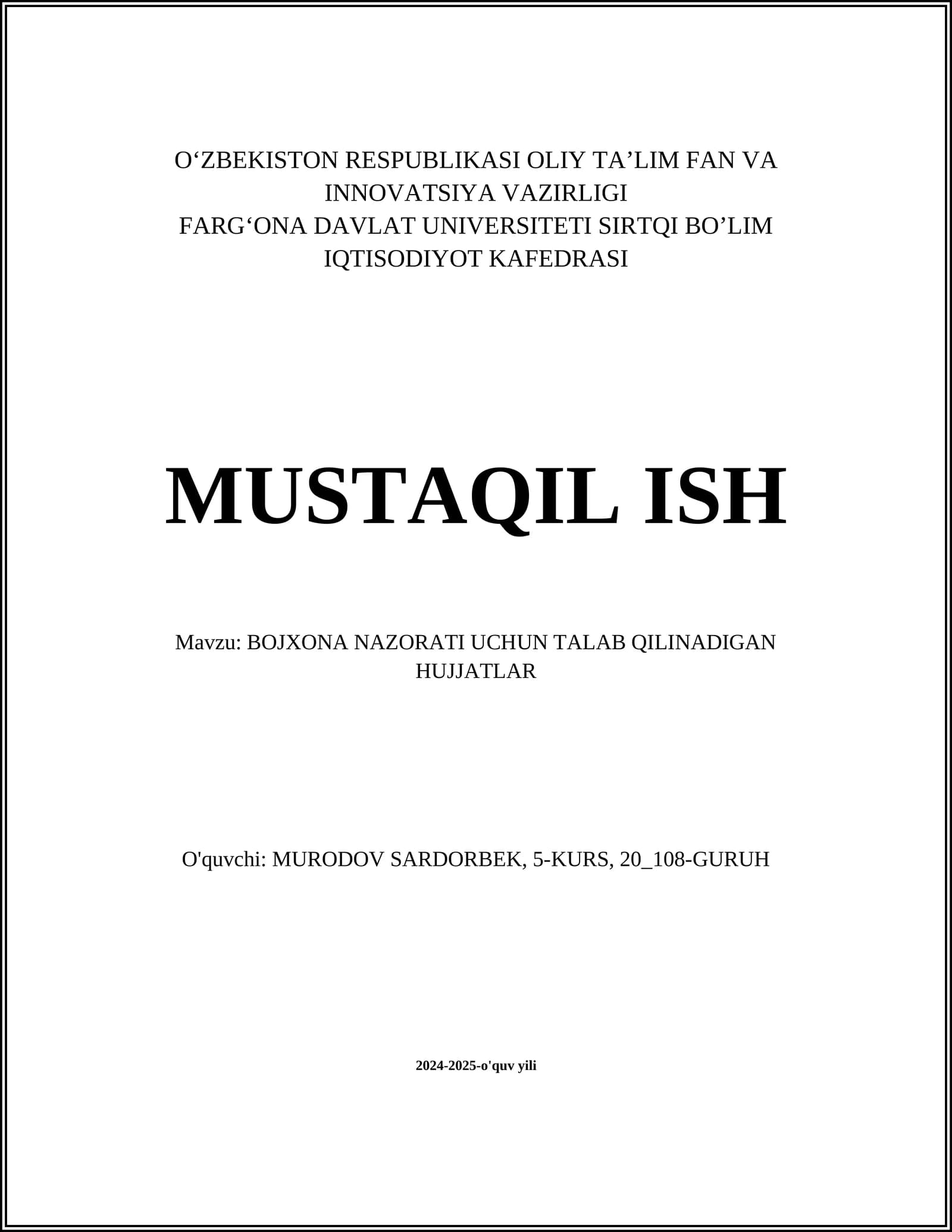 Gigienik nazorat hujjatlari