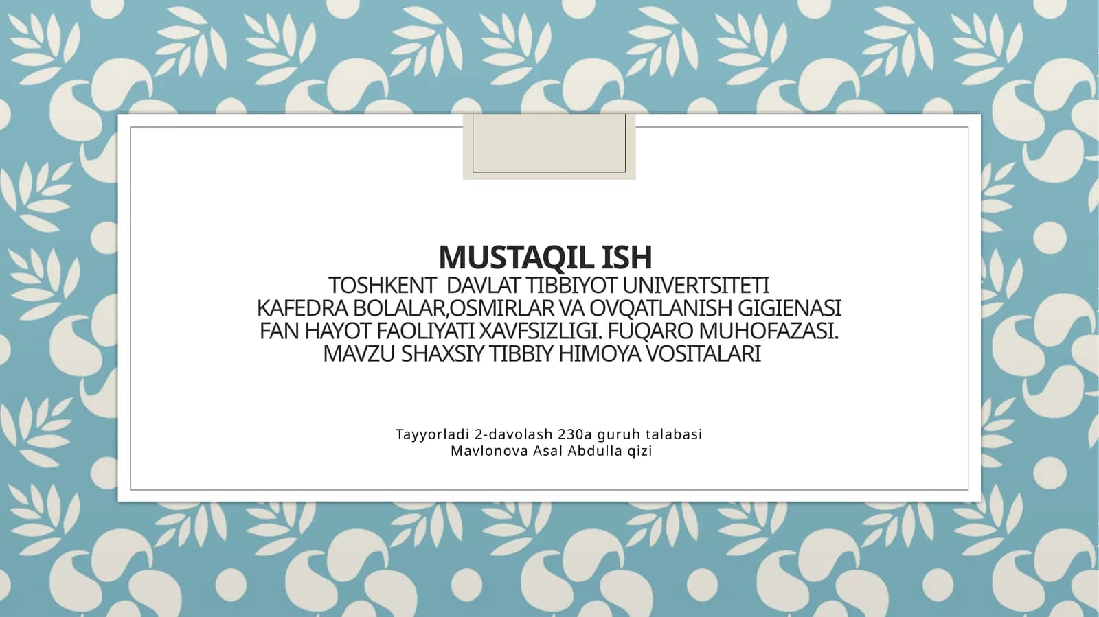 Shaxsiy tibbiy himoya vositalari