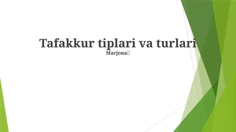 Tafakkur tiplari va turlari