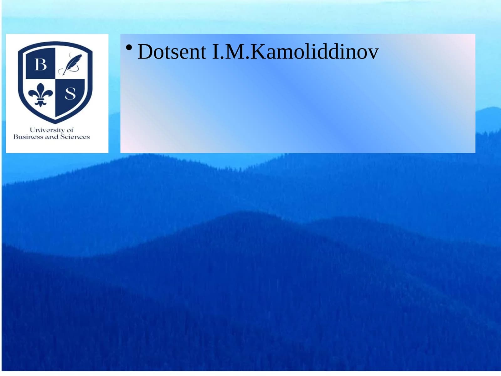 Dotsent I.M.Kamoliddinov