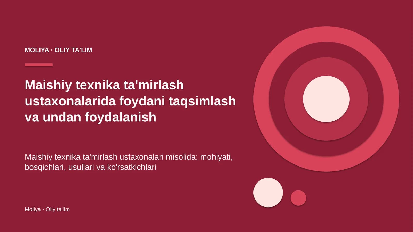 Maishiy texnika ta'mirlash ustaxonalarida foydani taqsimlash va undan foydalanish