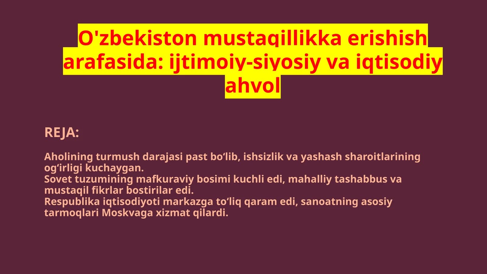 O'zbekiston mustaqillikka erishish jarayoni