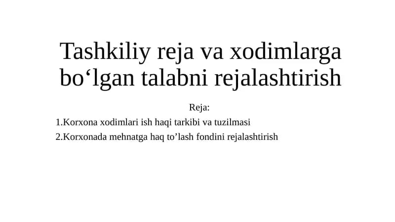 Tashkiliy rejalar