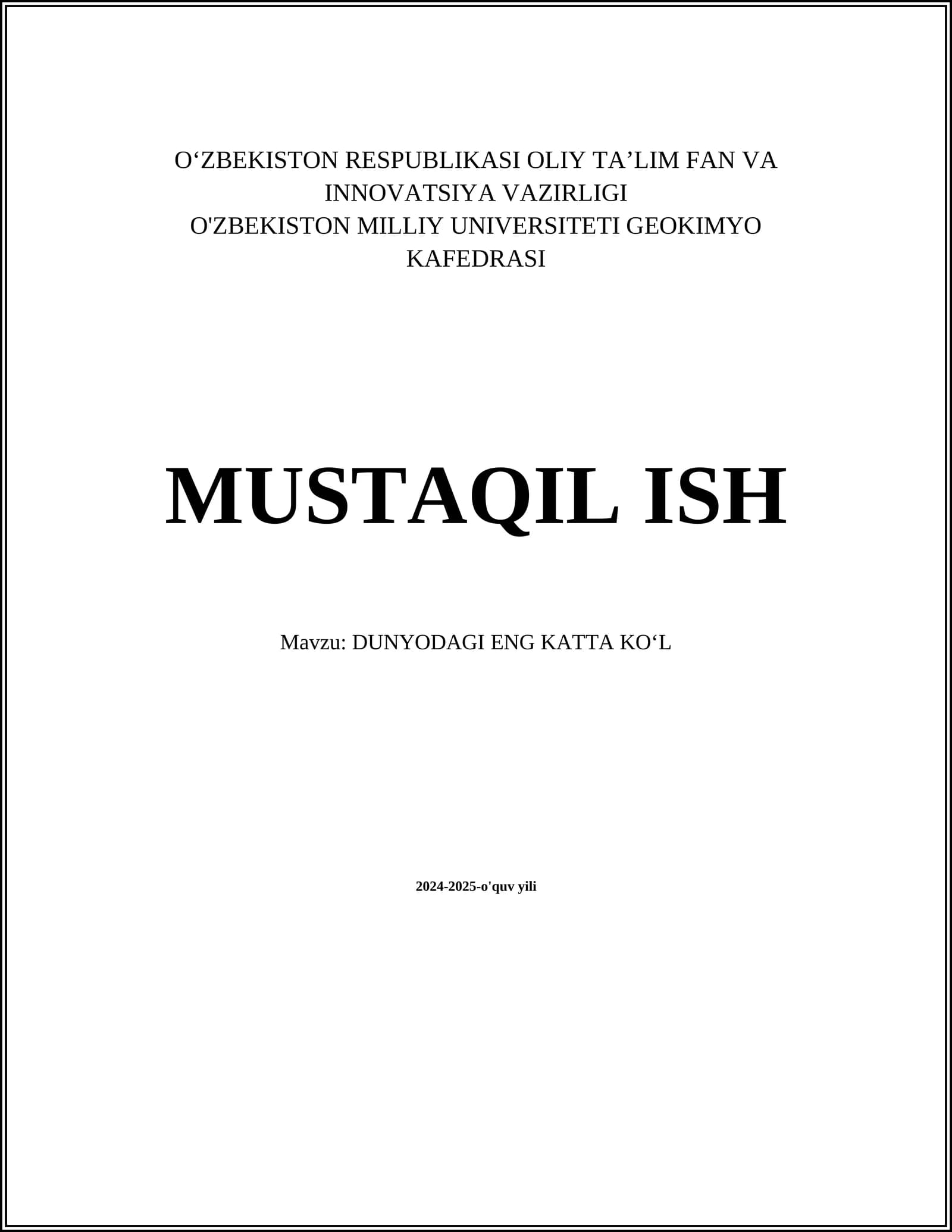 DUNYODAGI ENG KATTA KOʻL