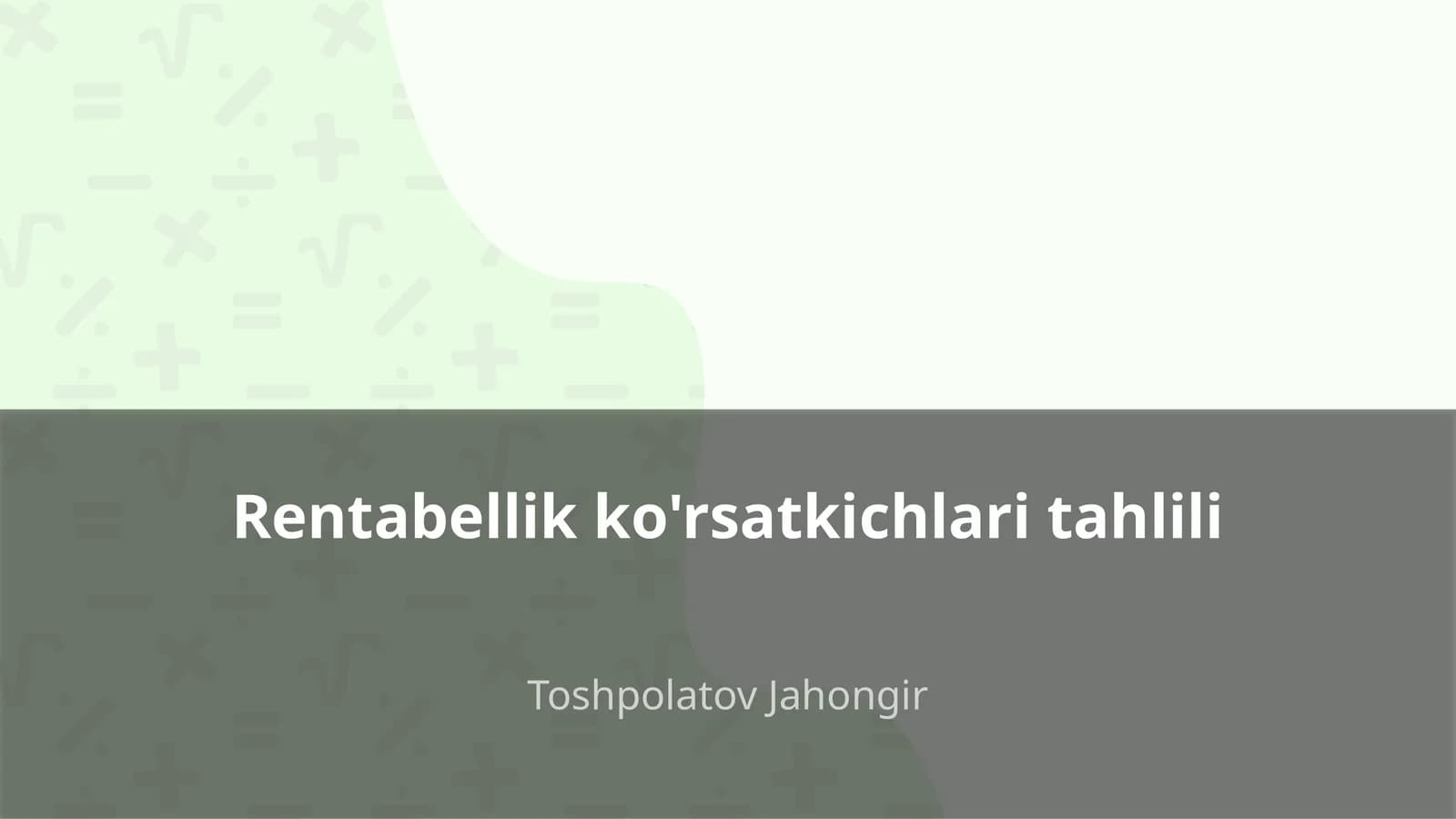 Rentabellik ko'rsatkichlari tahlili